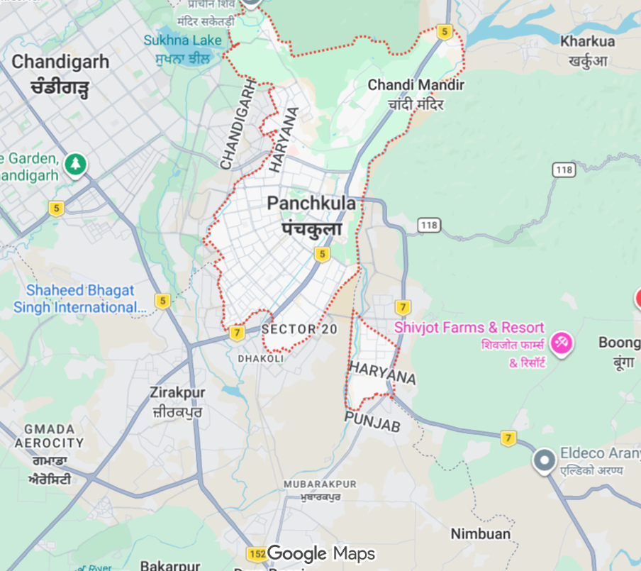 HUDA Plots Panchkula Location Map